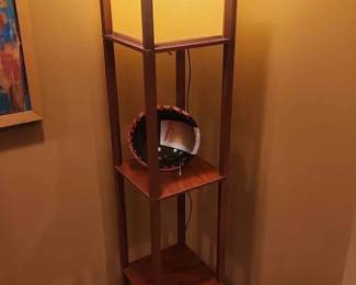 173  Modern Wood Floor Lamp with Shelves