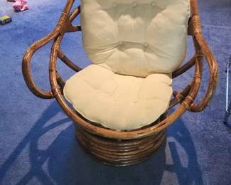 168  Vintage Rattan Swivel Rocker Chair