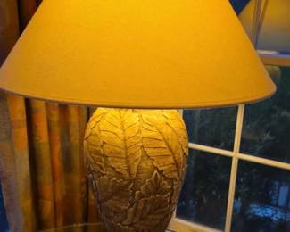 58  Carved Resin Leaf Table Lamp