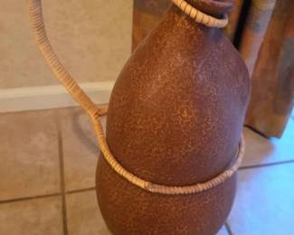 55  Ceramic Gourd Vase with Wicker Handle