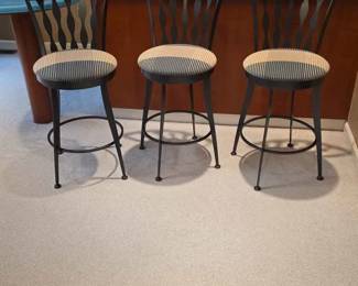 48  Set of 3 Swivel Metal Bar Stools  GREAT CONDITION