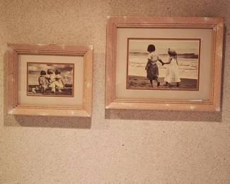 180  Vintage Framed Kids Beach Art Set