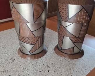 100  Pair of Art Deco Style Geometric Canisters