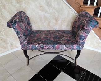 83  Vintage Patterned Upholstered Window Bench