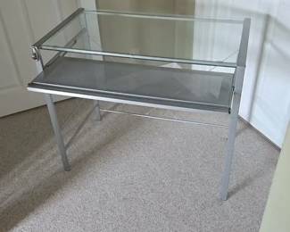 113  Glass Top Desk with PullOut Keyboard Tray