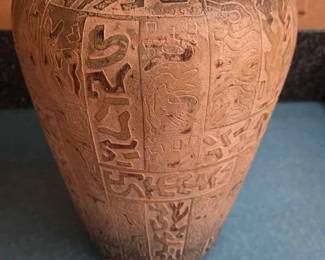 53  Hieroglyphic Carved Ceramic Vase