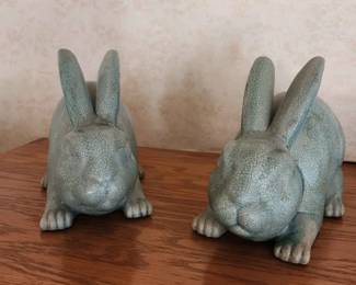 31  Pair of Ceramic Crackle Glaze Rabbits