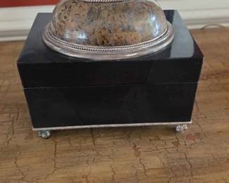 103  Vintage Stone and SilverToned Decorative Box