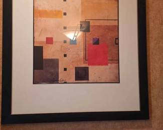 64  Signed Abstract Geometric Framed Wall Art