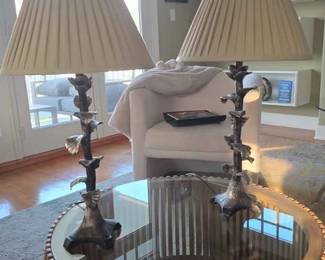 119  Pair of Silver Leaf Table Lamps