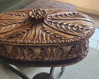 27  Ornate Gold Oval Decorative Box