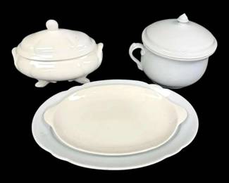 Porcelain Soup Containers W Serving Dishes