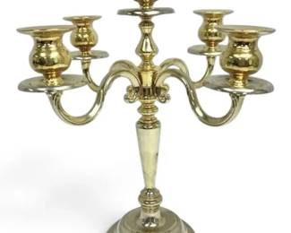 Polished Brass 5Arm Candelabra With Curved Branches