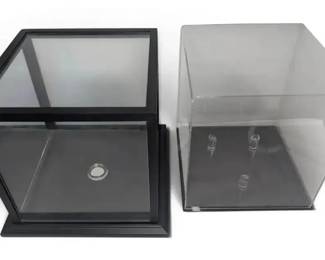 Pair Of Basketball Display Cases Glass Acrylic