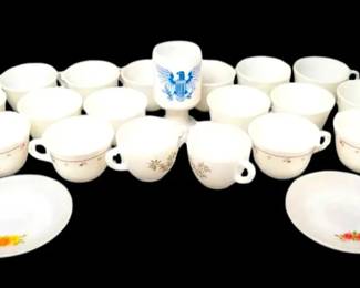 Pyrex, FireKing More White Glass Cups Plates