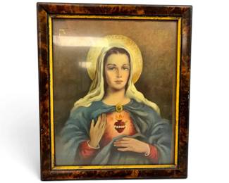 Framed Signed Sacred Heart Mary Print