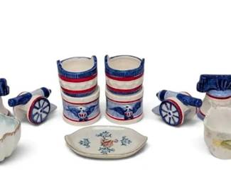 Miniature Ceramic Bells, Drums More In Red White And Blue More