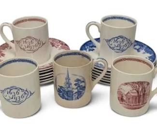 Wedgwood Harvard Tercentenary Demitasse Cups Saucers, 21 Piece Set
