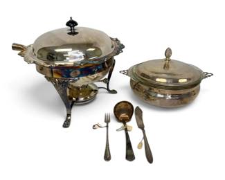 Silverplated Chafing Dish W Burner More