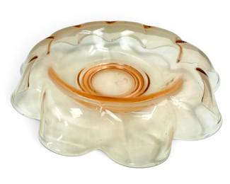 Pink Depression Glass Ruffled Fruit Bowl