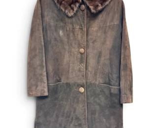 Vintage Suede Coat w Fur Collar