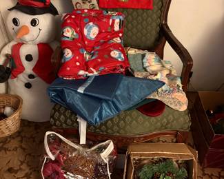 another chair, snowman and various items