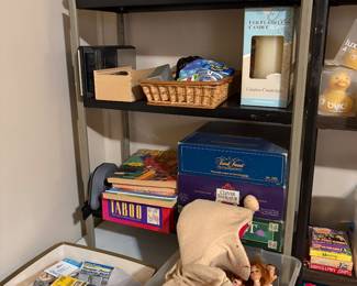 Full picture of shelves - that's a large puppet at bottom
