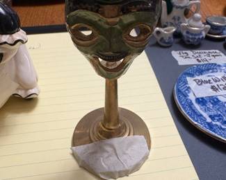 Clown mask on stand - metal