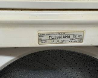 Serial # of washer