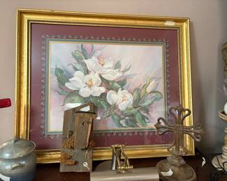 One of many nice art pictures plus collectibles on piano