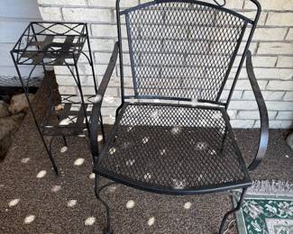 Chair & small table outside front door