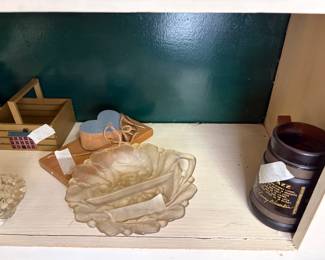 Basket, heart, glass divided dish & mug