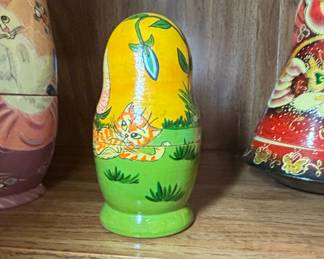 Russian Matryoshka Nesting Doll Set - Cat Family