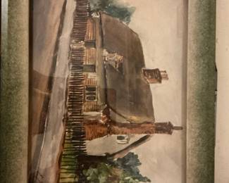 Original Watercolor Landscape of a Thatched Cottage