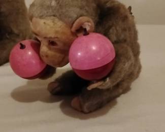 Vintage Max Carl Mechanical Monkey Toy with Maracas
