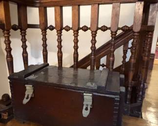 Vintage Industrial Wood Storage Crate with Finger Joints