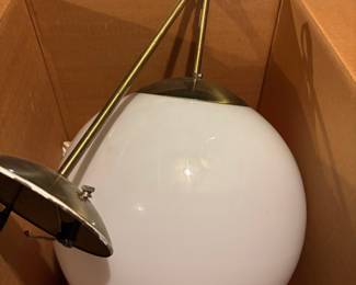 Mid-Century Modern Brass and Opaline Glass Swing Arm Sconce