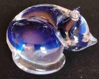 Murano Glass Sleeping Cat Figurine