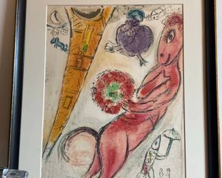 Marc Chagall, "La Tour Eiffel à l'Ane" Lithograph
