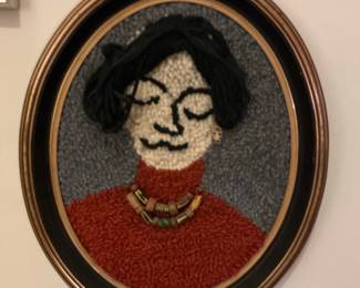 Vintage Punch Needle Portrait of a Woman