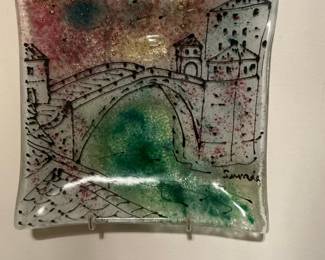 Mostar Stari Most Fused Glass Trinket Dish