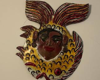 Mexican Folk Art Tin Mermaid Fish Mask