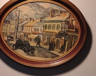 Vintage Urban Street Scene Watercolor Painting
