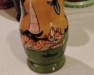 Hand-Painted Russian Matryoshka Doll - Cat Motif