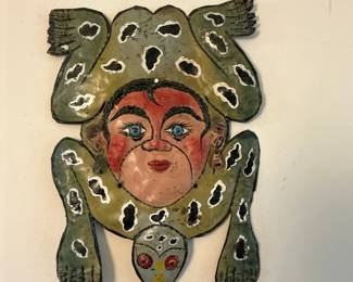 Mexican Folk Art Tin Frog Mask