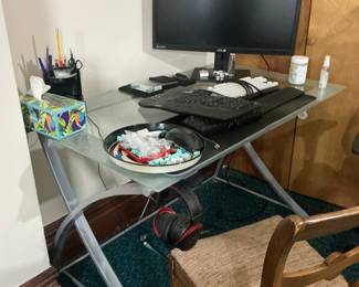Modern Glass-Top Computer Desk