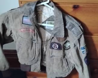 Vintage Conrad Airborne Custom Patched Leather Bomber Jacket