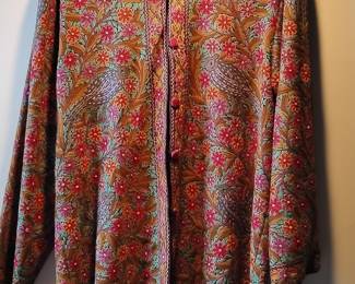 Vintage Kashmiri "Jamawar" Wool Jacket with Aari Embroidery