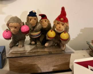 Vintage Max Carl Mechanical Monkey Band Figures