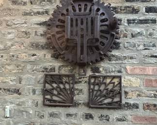 Vintage Industrial Cast Iron Gear and Grates